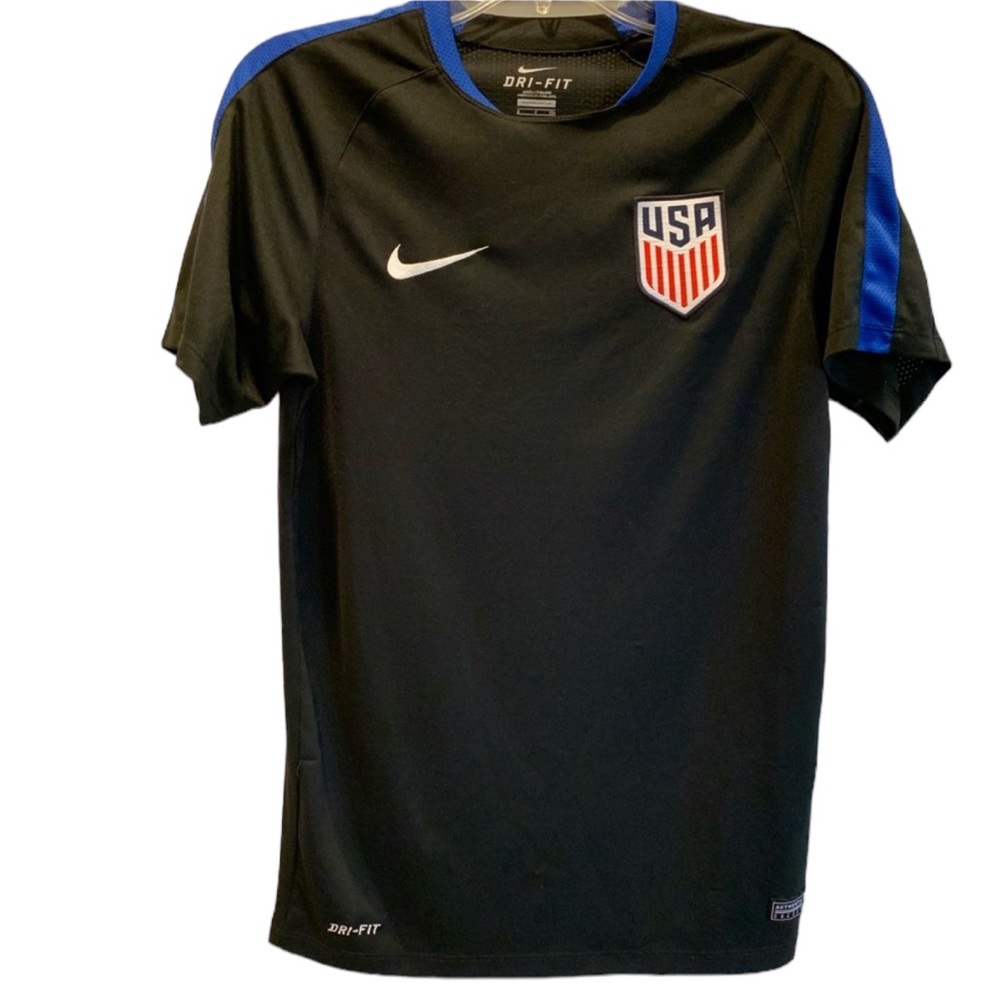 Nike Black Short Sleeve Dri-FIT USA Soccer Tee with Blue Accents